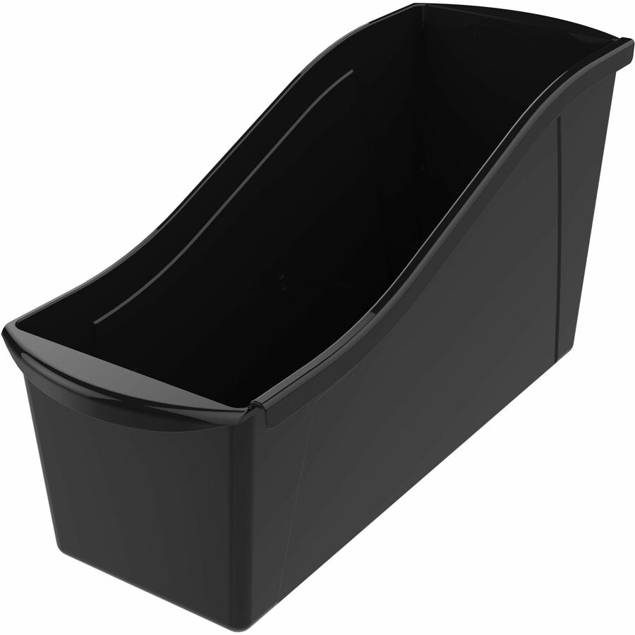 Storex Book Bins - 7" Height x 5.30" Width x 14.30" Length - Sturdy - Black - Plastic - 1 Carton