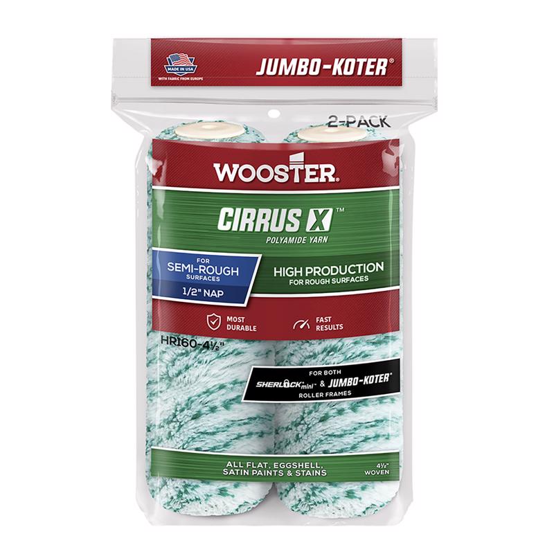 Wooster Cirrus X Woven Polyester 4.5 in. W X 1/2 in. Jumbo Mini Paint Roller Cover 2 pc