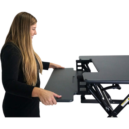 Victor Multipurpose Desktop Riser - 20.50" Height - Desktop, Tabletop - Wood, Steel, Laminate - Charcoal Gray, Black - S