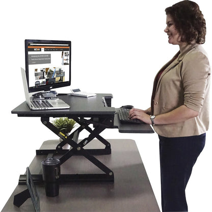 Victor Multipurpose Desktop Riser - 20.50" Height - Desktop, Tabletop - Wood, Steel, Laminate - Charcoal Gray, Black - S