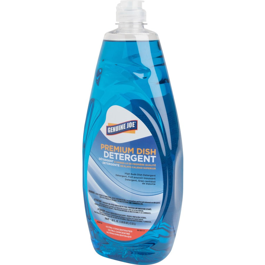 Genuine Joe Premium Dish Detergent - For Dish - Concentrate - 38 fl oz (1.2 quart) - Recommended For: Grease Remover - B