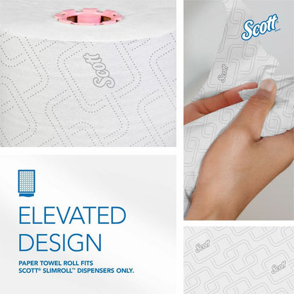 Scott Pro Slimroll Hard Roll Towels - 8" Width x 580 ft Length - White, Pink - Paper - 6 / Carton