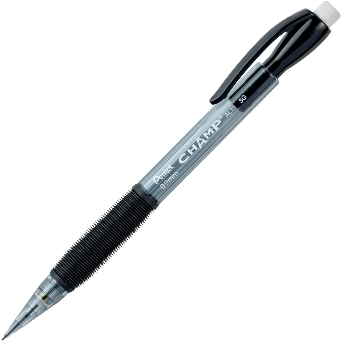 Pentel Champ Mechanical Pencil - 0.9 mm Black Lead - #2 - Black Plastic Barrel - 12 / Dozen