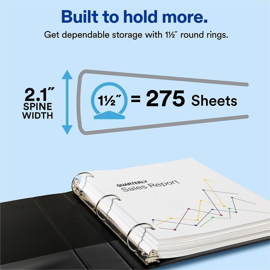 Avery® Economy View Binder - 1 1/2" Binder Capacity - Letter - 8 1/2" x 11" Sheet Size - 275 Sheet Capacity - 3 Ring - 4