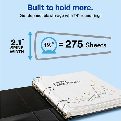 Avery® Economy View Binder - 1 1/2" Binder Capacity - Letter - 8 1/2" x 11" Sheet Size - 275 Sheet Capacity - 3 Ring - 4