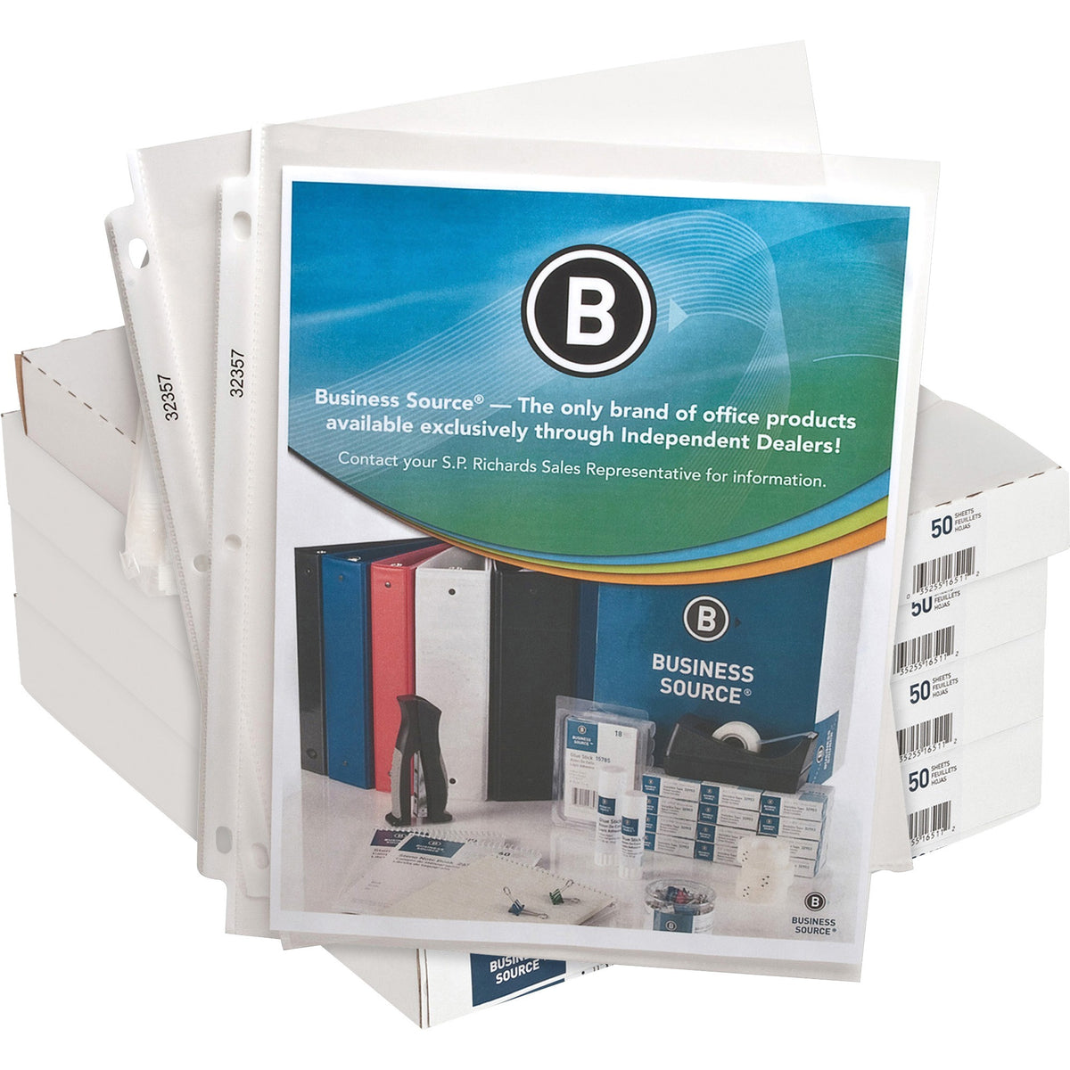 Business Source Sheet Protectors - For Letter 8 1/2" x 11" Sheet - 3 x Holes - Ring Binder - Top Loading - Rectangular -