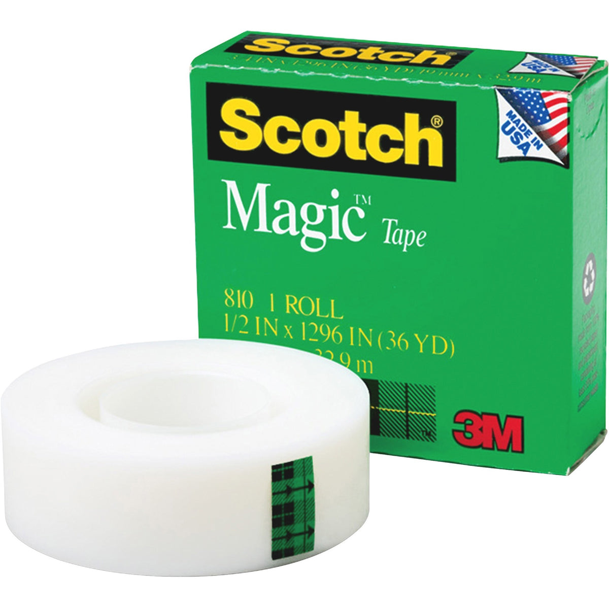 Scotch Magic Tape - 36 yd Length x 0.50" Width - 1" Core - Matte - Clear - Split Resistant, Tear Resistant - For Mending