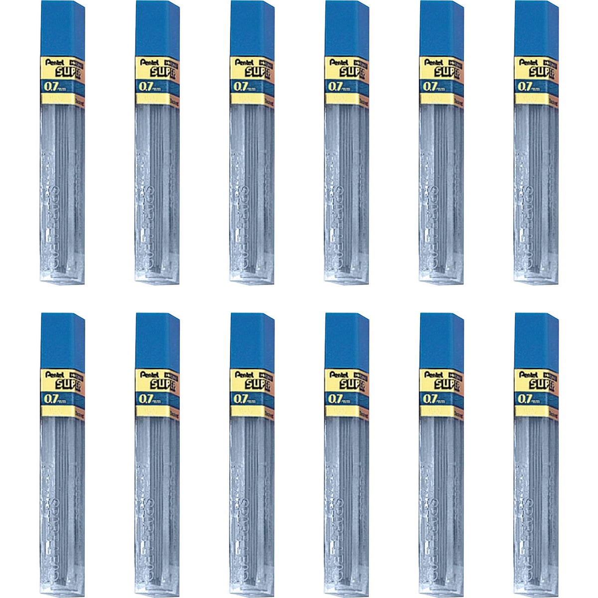 Pentel Super Hi-Polymer Leads - 0.7 mm , Medium Point - 2H - Black Lead - 12/Tube - 12 / Box