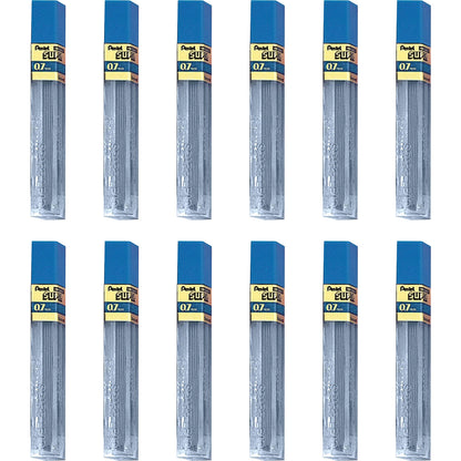 Pentel Super Hi-Polymer Leads - 0.7 mm , Medium Point - 2H - Black Lead - 12/Tube - 12 / Box
