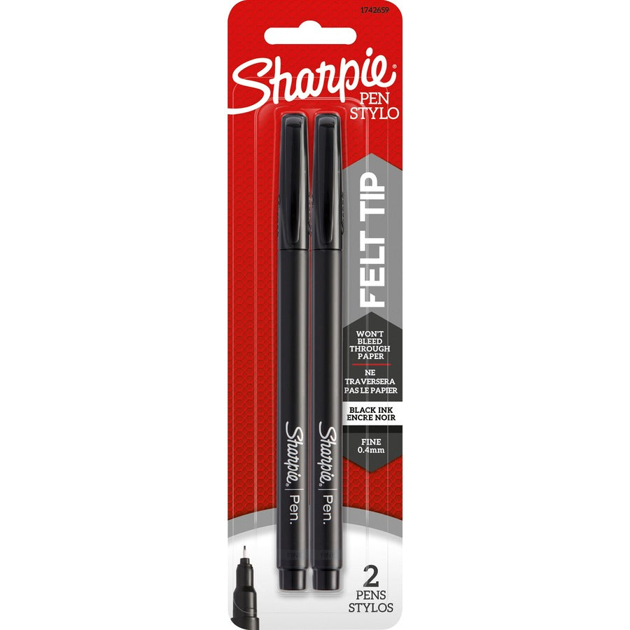 Sharpie Fine Point Pen - Fine Pen Point - Black Ink - 2/Pack - 6 / Box