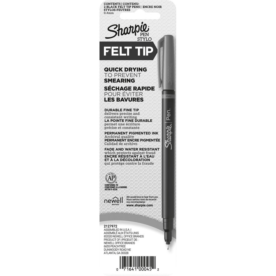 Sharpie Fine Point Pen - Fine Pen Point - Black Ink - 2/Pack - 6 / Box