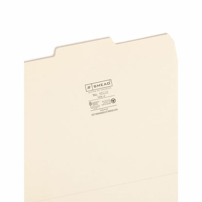 Smead 1/3 Tab Cut Letter Recycled Top Tab File Folder - 8 1/2" x 11" - 3/4" Expansion - Top Tab Location - Center Tab Po