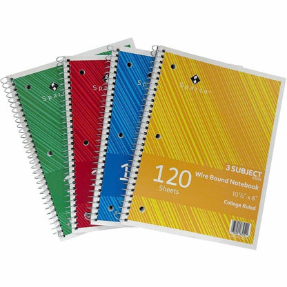 Sparco Wire Bound College Ruled Notebook - 120 Sheets - Wire Bound - College Ruled Front Ruling - Unruled Margin - 16 lb