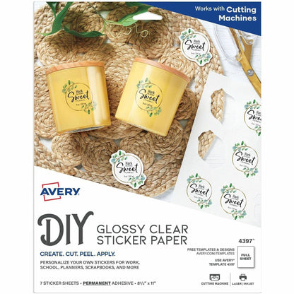 Avery® Permanent Sticker Paper - Letter - 8 1/2" x 11" - Printable, Permanent, Print-to-the-edge, Acid-free, Lignin-free