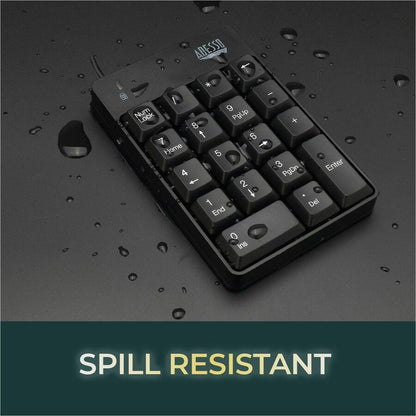 Adesso USB Spill Resistant 18-Key Numeric Keypad - Cable Connectivity - USB Interface - 18 Key(s) - Windows 10, Windows 