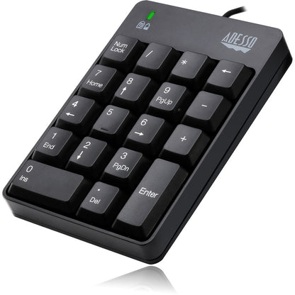 Adesso USB Spill Resistant 18-Key Numeric Keypad - Cable Connectivity - USB Interface - 18 Key(s) - Windows 10, Windows 