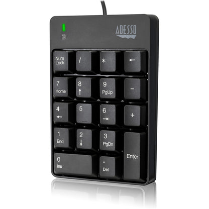 Adesso USB Spill Resistant 18-Key Numeric Keypad - Cable Connectivity - USB Interface - 18 Key(s) - Windows 10, Windows 