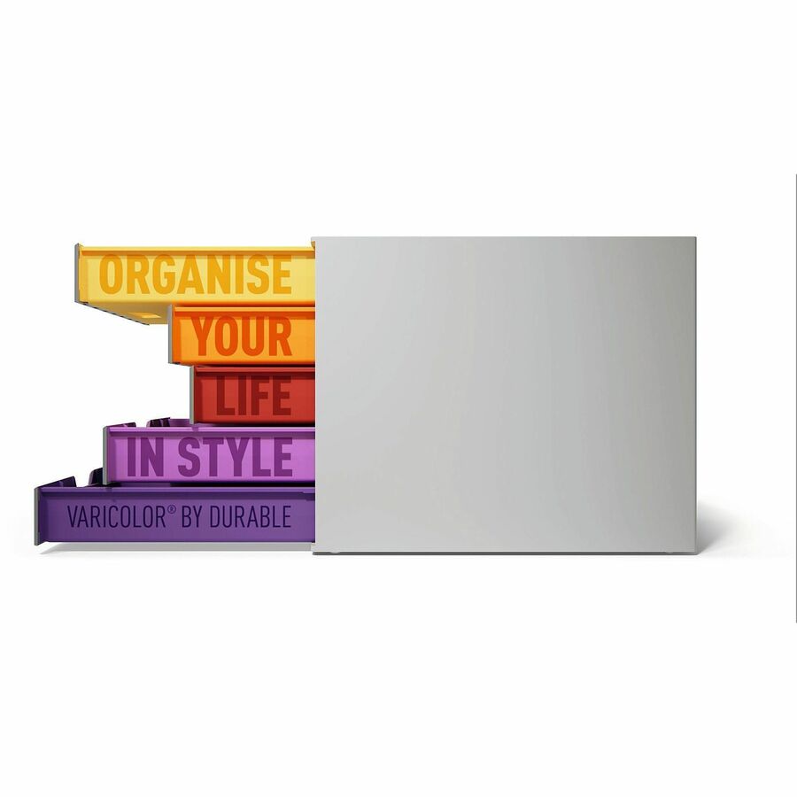 DURABLE VARICOLOR 5 - 5 Drawer(s) - 11" Height x 11.50" Width x 14" Depth - Label Holder, Non-slip Feet, Stackable - Gra