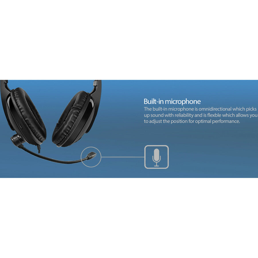 Adesso Xtream H5 - Multimedia Headset with Microphone - Stereo - Mini-phone (3.5mm) - Wired - 32 Ohm - 20 Hz to 20 kHz -