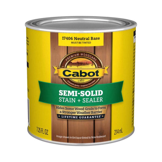 Cabot Semi-Solid Tintable Neutral Base Oil-Based Alkyd Stain and Sealer 7.25 fl. oz.