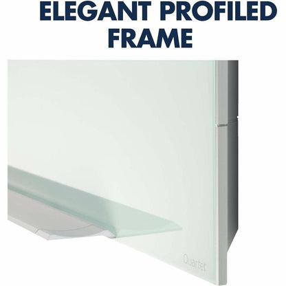 Quartet Element Framed Magnetic Glass Dry-Erase Boards - 85" (7.1 ft) Width x 48" (4 ft) Height - White Tempered Glass S