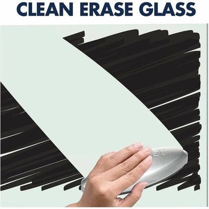Quartet Element Framed Magnetic Glass Dry-Erase Boards - 85" (7.1 ft) Width x 48" (4 ft) Height - White Tempered Glass S