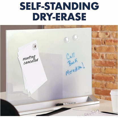 Quartet Dry Erase Panel - 23" (1.9 ft) Width x 17" (1.4 ft) Height - White Glass Surface - Rectangle - Horizontal - Desk