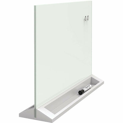 Quartet Dry Erase Panel - 23" (1.9 ft) Width x 17" (1.4 ft) Height - White Glass Surface - Rectangle - Horizontal - Desk