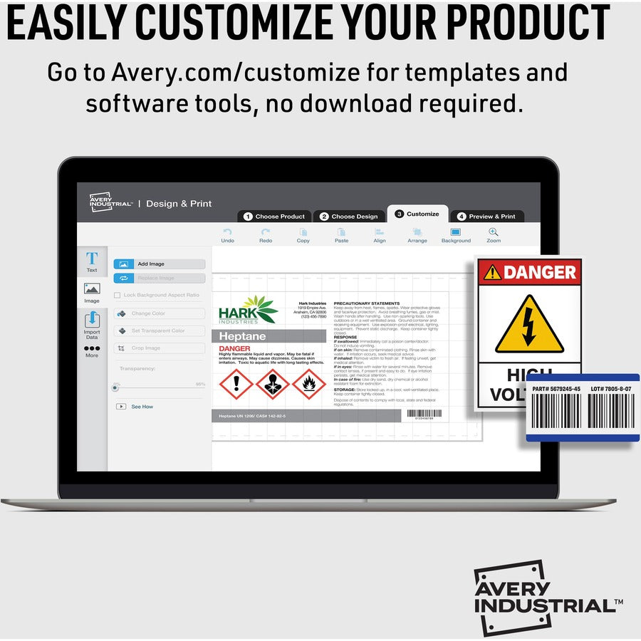 Avery® 5"x7" Removable Label Safety Signs - 5" Width x 7" Length - Removable Adhesive - Rectangle - Laser, Inkjet - Whit
