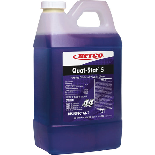 Betco Quat-Stat 5 FastDraw 44 Disinfectant - Concentrate - 67.6 fl oz (2.1 quart) - Lavender Scent - Deodorant, Spill Pr