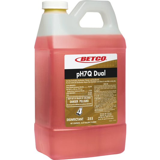 Betco pH7Q Dual Neutral Disinfectant Cleaner - Concentrate - 67.6 fl oz (2.1 quart) - Pleasant Lemon Scent - 4 / Carton