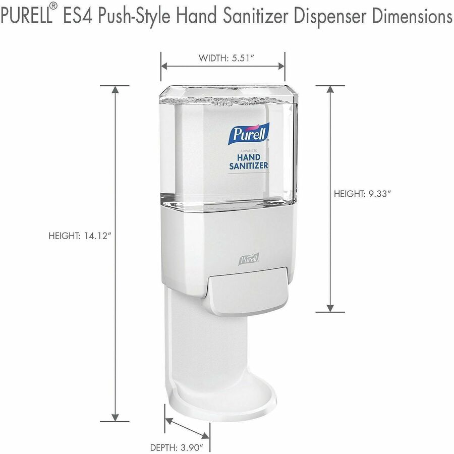 PURELL® ES4 Hand Sanitizer Dispenser, Push-Style - Manual - 1.27 quart Capacity - Locking Mechanism, Durable, Wall Mount