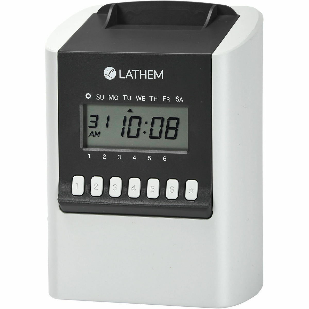 Lathem 700E Calculating Electronic Time Clock - Card Punch/Stamp - 100 Employees - Digital - Time, Bi-weekly, Semi-month