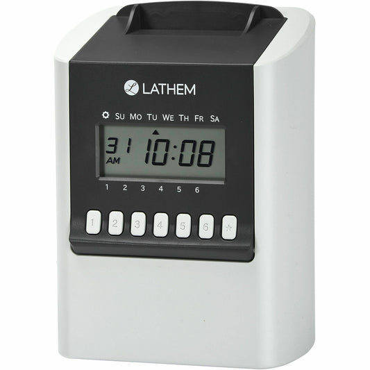 Lathem 700E Calculating Electronic Time Clock - Card Punch/Stamp - 100 Employees - Digital - Time, Bi-weekly, Semi-month