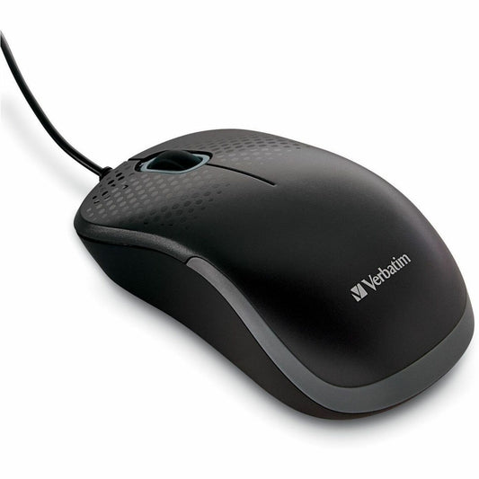 Verbatim Silent Corded Optical Mouse - Black - Optical - Cable - Black - USB Type A - Scroll Wheel - 3 Button(s) - 1 Eac