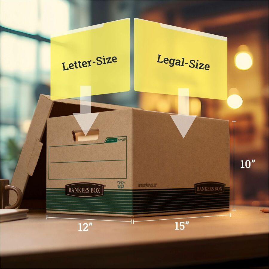 Bankers Box STOR/FILE Recycled File Storage Box - Internal Dimensions: 12" Width x 15" Depth x 10" Height - 20 / Carton
