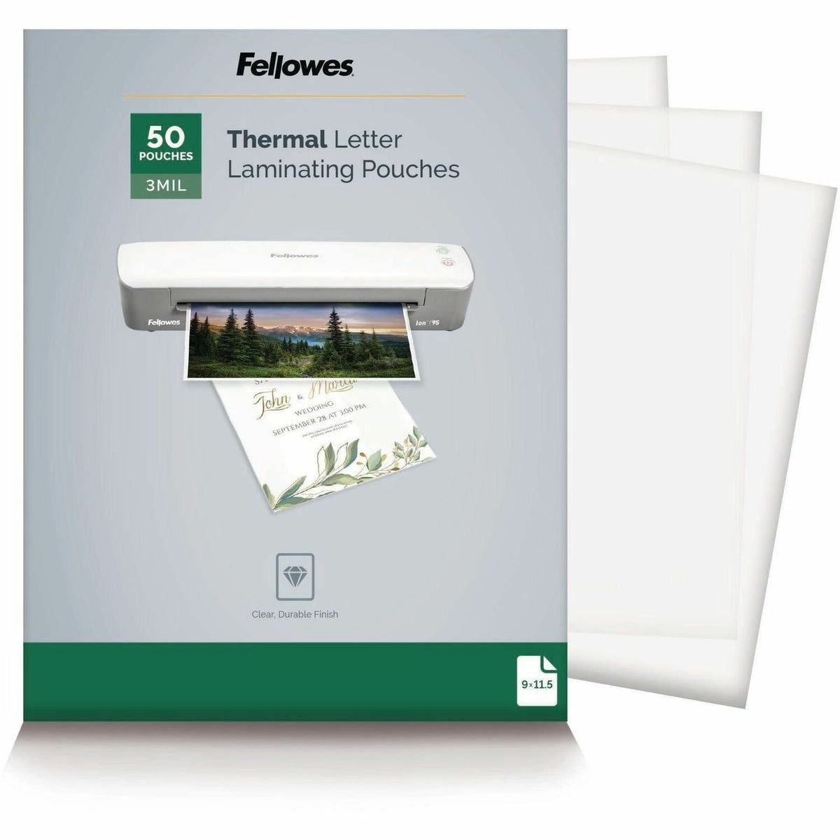 Fellowes Letter-Size Thermal Laminating Pouches - Sheet Size Supported: Letter 8.50" Width x 11" Length - 50 / Pack