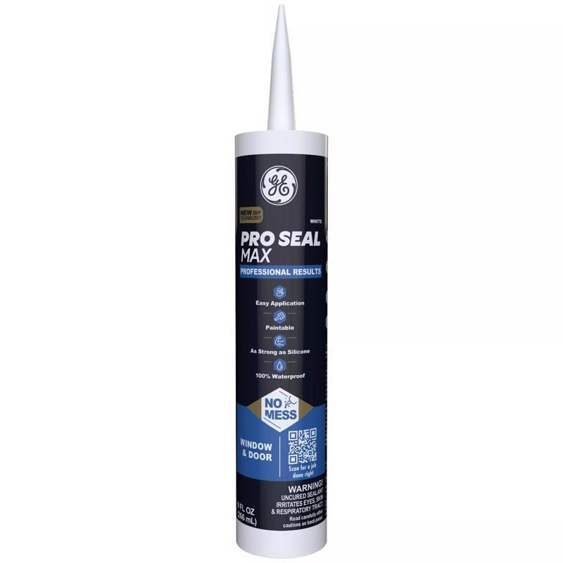GE Pro Max White Silicone 1 Window and Door Caulk Sealant 9 fl. oz.