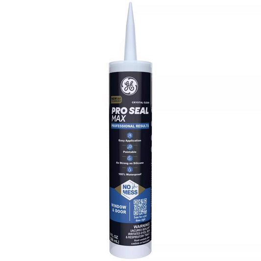 GE Pro Max Crystal Clear Silicone 1 Window and Door Caulk Sealant 9 fl. oz.