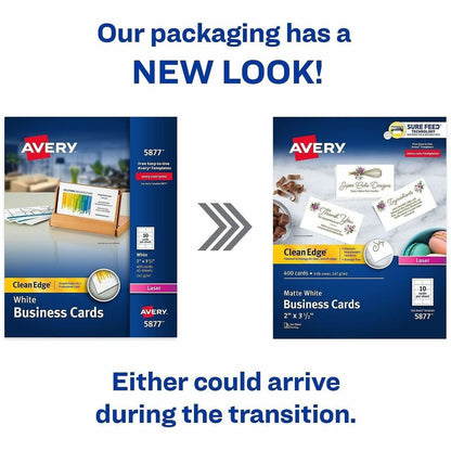 Avery® Clean Edge Business Cards - 145 Brightness - A4 - 8 1/2" x 11" - 91 lb Basis Weight - 247 g/m² Grammage - Matte -