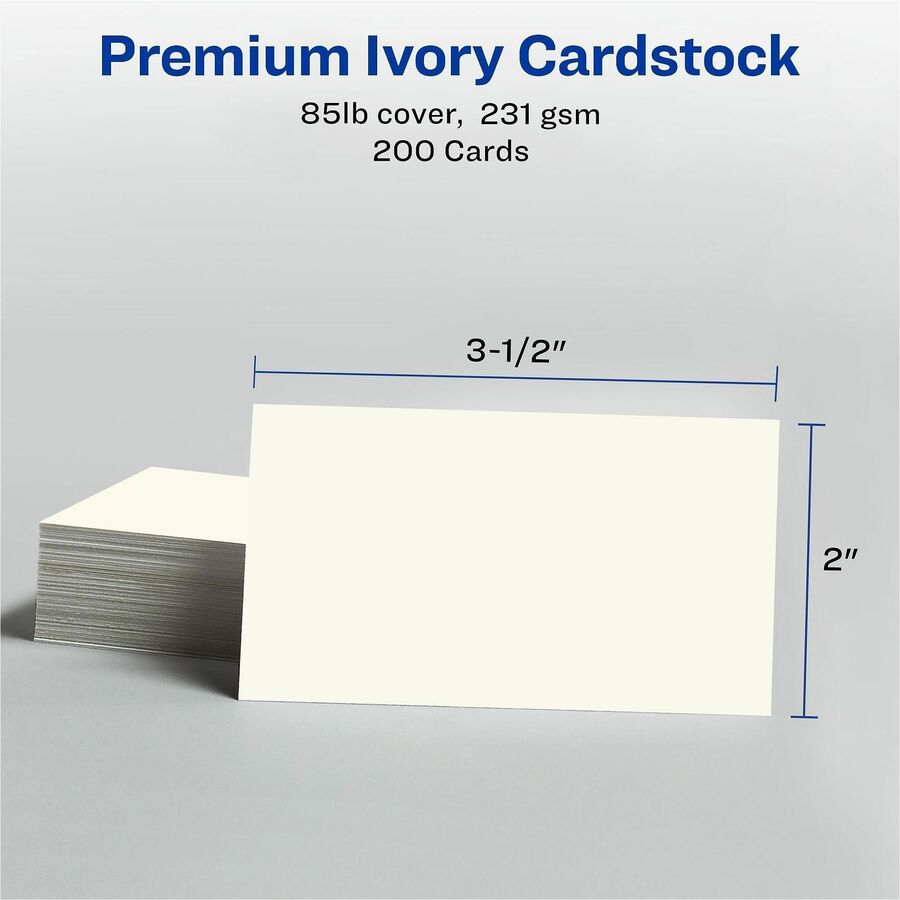 Avery® Business Cards, Ivory, True Print(R) Two-Sided Printing, 2" x 3-1/2" , 200 Cards - 58 Brightness - A4 - 8 1/2" x 