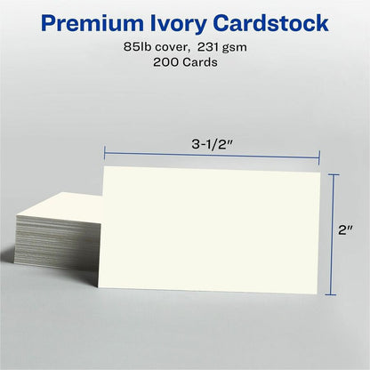 Avery® Business Cards, Ivory, True Print(R) Two-Sided Printing, 2" x 3-1/2" , 200 Cards - 58 Brightness - A4 - 8 1/2" x 