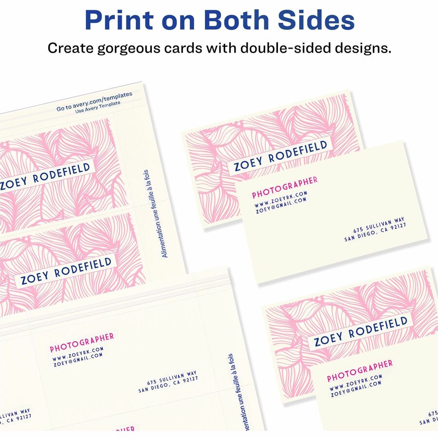 Avery® Business Cards, Ivory, True Print(R) Two-Sided Printing, 2" x 3-1/2" , 200 Cards - 58 Brightness - A4 - 8 1/2" x 