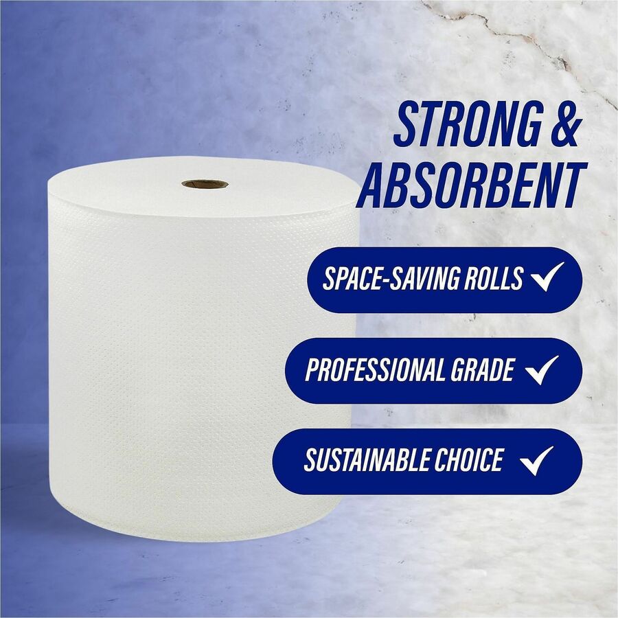 Genuine Joe Solutions Hardwound Paper Towels - 1 Ply - 7" Width x 850 ft Length - White - 65 / Pallet