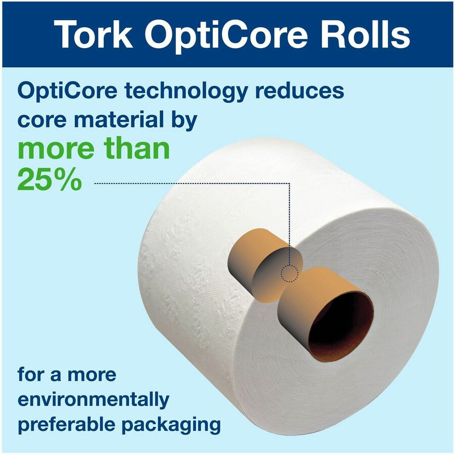 TORK Premium Bath Tissue Roll with OptiCore - 2 Ply - 3.80" Width x 266.67 ft Length - 800 Sheets/Roll - 5.60" Roll Diam