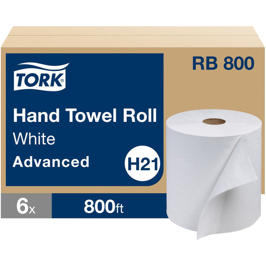 TORK Advanced Hand Towel Roll - 1 Ply - 7.90" Width x 800 ft Length - 800 Sheets/Roll - 7.80" Roll Diameter - 1 4/5" Cor