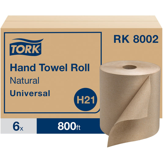 TORK Universal Hand Towel Roll - 1 Ply - 7.90" Width x 800 ft Length - 800 Sheets/Roll - 7.80" Roll Diameter - 1 29/32" 