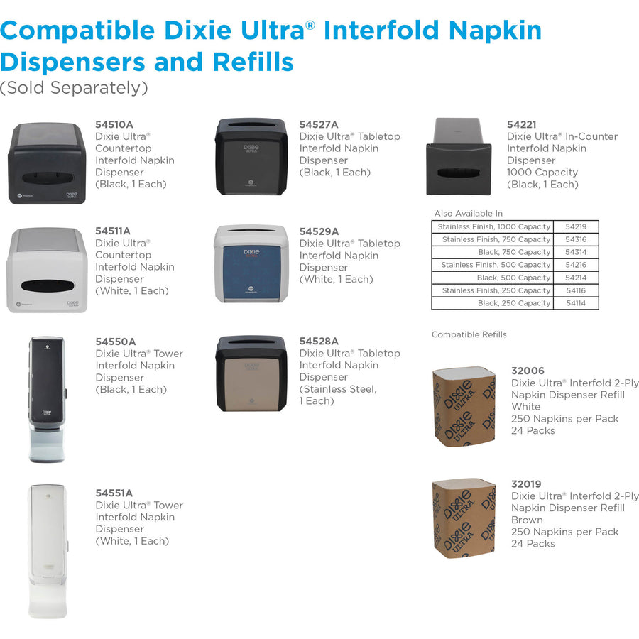 Dixie Ultra® Tabletop Interfold Napkin Dispenser - Interfolded Dispenser - 275 x Napkin - 7.2" Height x 7.6" Width x 6.1
