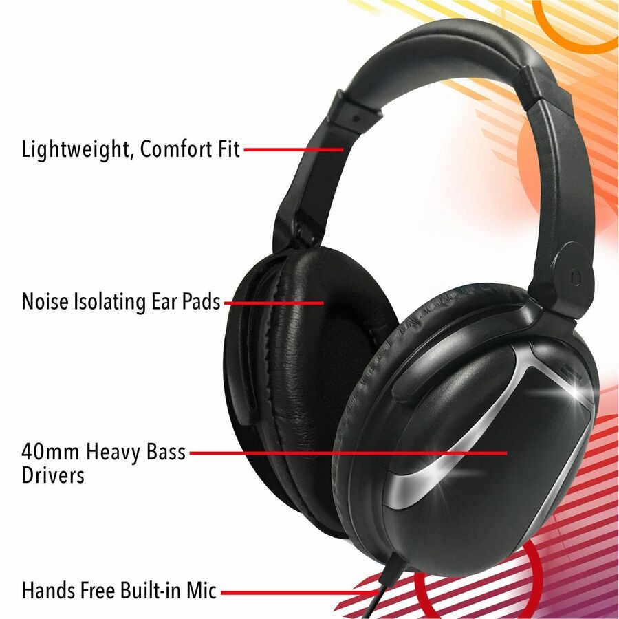 Maxell Bass 13 Headphones - Stereo - Wired - Over-the-head, On-ear - Binaural - Circumaural - 4 ft Cable - Black