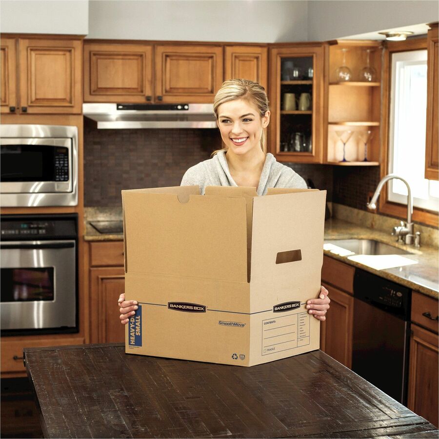 Bankers Box SmoothMove Maximum Strength Moving Boxes - Internal Dimensions: 12" Width x 15" Depth x 10" Height - 8 / Car